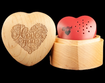 Voice Recording Gift Box | Engraved Heart, Maple Wood
