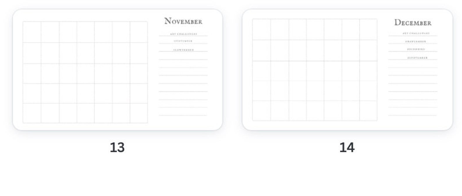 Printable Art Challenge Calendar Thumbnail Sketchbook Etsy