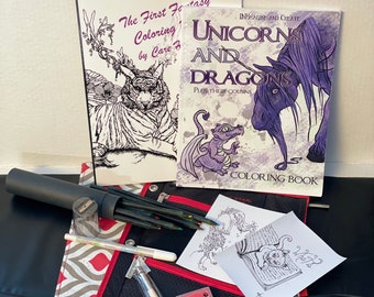 Fantasy Coloring Giftset with Unicorns and Dragons and so much more!