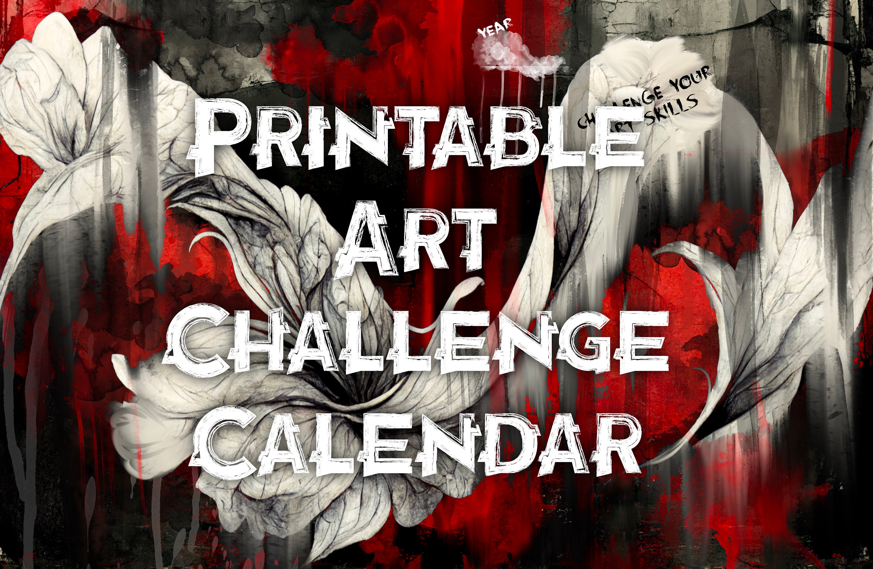 Printable Art Challenge Calendar Thumbnail Sketchbook Etsy