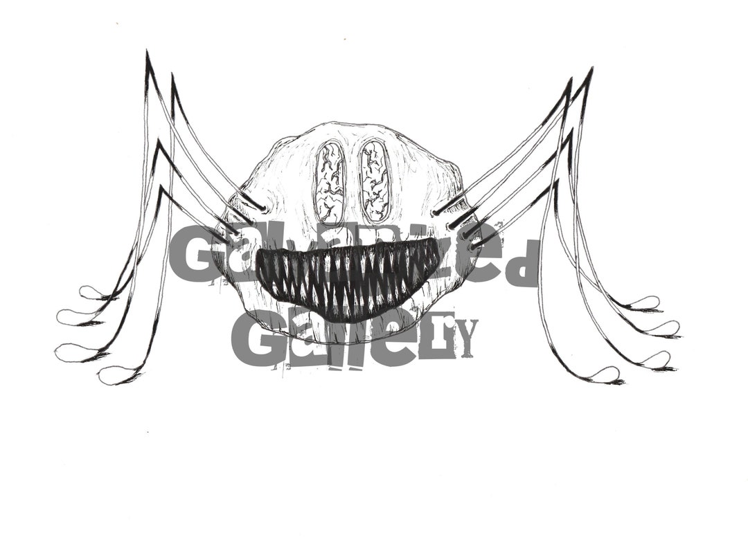 Scary Monster Printable Illustration Drawing Wall Art Digital - Etsy