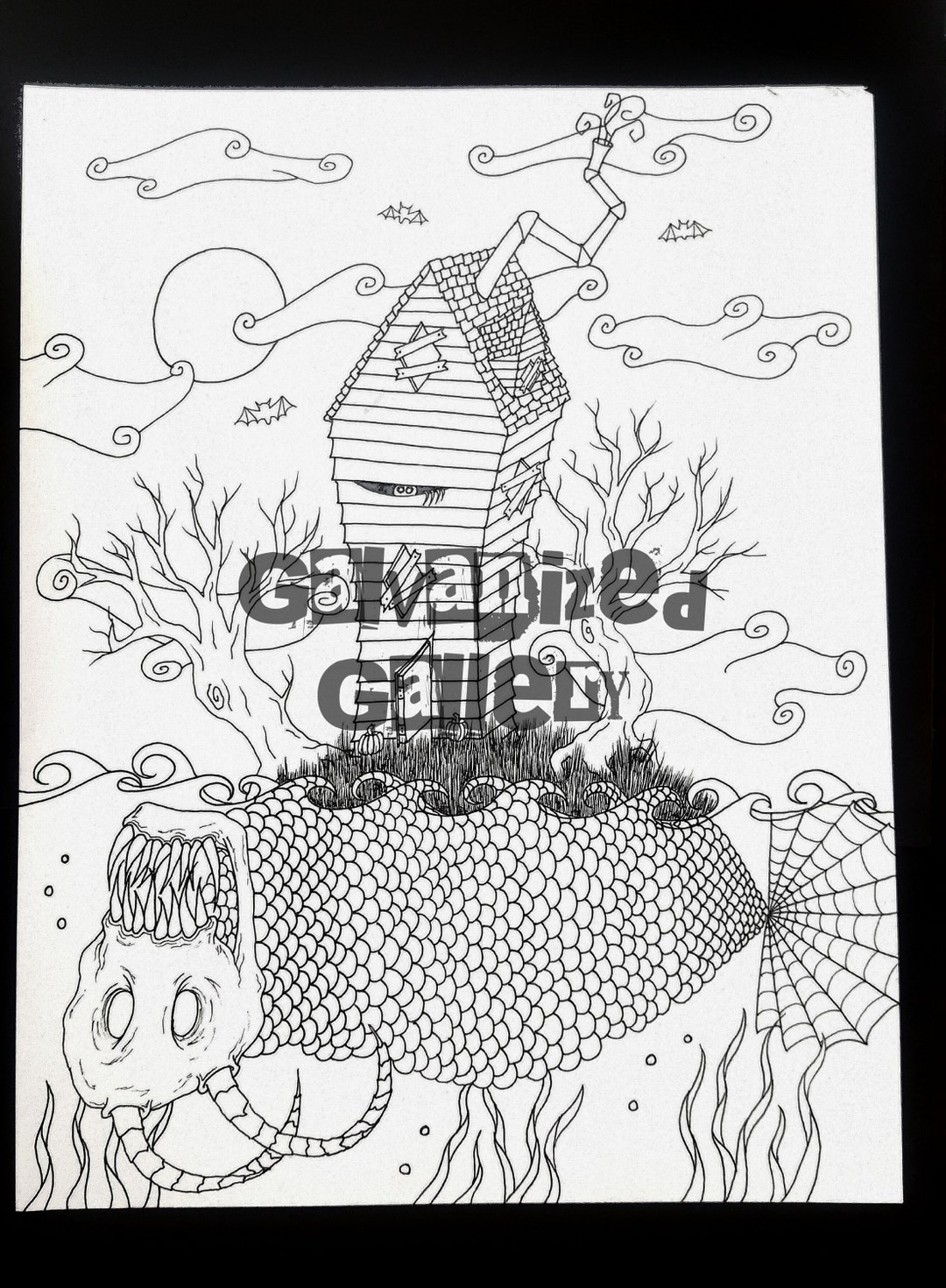 Sea Monster Printable Illustration Drawing Wall Art Digital Download ...