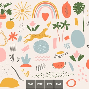 Abstract elements, brush stroke clipart, fine art clipart, modern instagram stickers