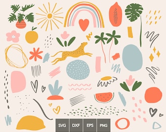 Abstract elements, brush stroke clipart, fine art clipart, modern instagram stickers