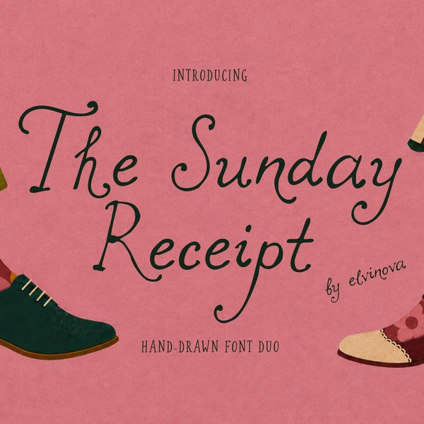 Hand Drawn Font Duo, Script and Serif Font, Wedding Font, Cricut Font, Canva Font, Invitation Font, Cute Handwritten Font,The Sunday Receipt