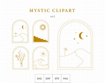 Mystic Desert Clipart, Landscape Illustration (SVG, PNG)