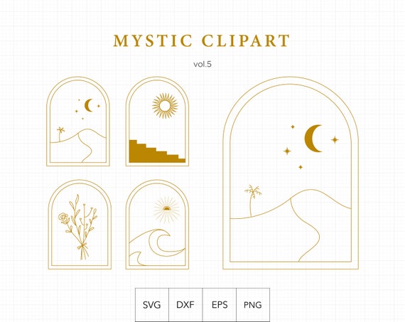 Mystic Desert Clipart, Landscape Illustration (SVG, PNG)