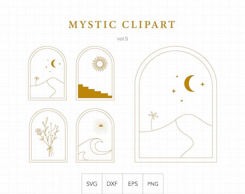 Mystic Desert Clipart, Landscape Illustration (SVG, PNG) image 1