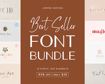 Modern font bundle for commercial use, bestseller fonts collection, handwritten digital fonts