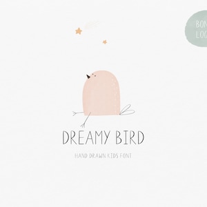 Kids font with illustrations, simple handwritten font for commercial use