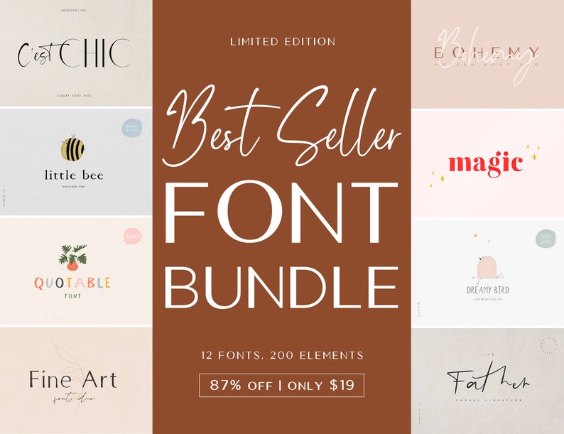 Modern Font Bundle for Commercial Use Bestseller Fonts Etsy