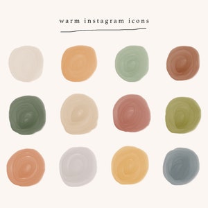 Watercolor Instagram Highlight Covers, 12 Warm Icons (PNG Digital Download)