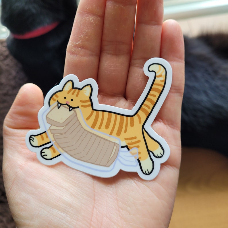 Bread Thief Cat Sticker - Etsy