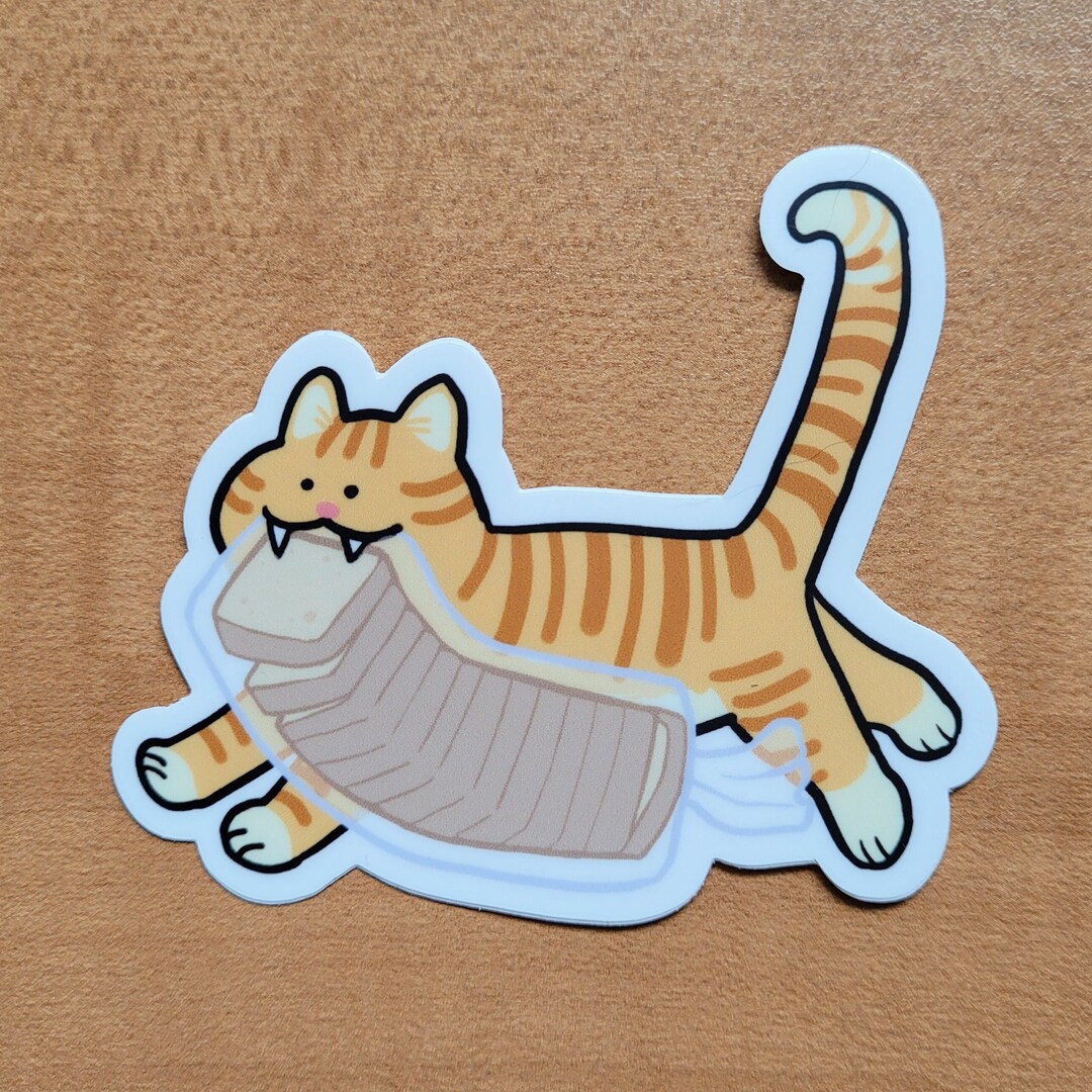 Bread Thief Cat Sticker - Etsy