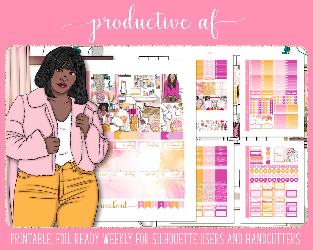 Productive AF FOIL READY Printable Weekly Planner Sticker Kit Erin ...