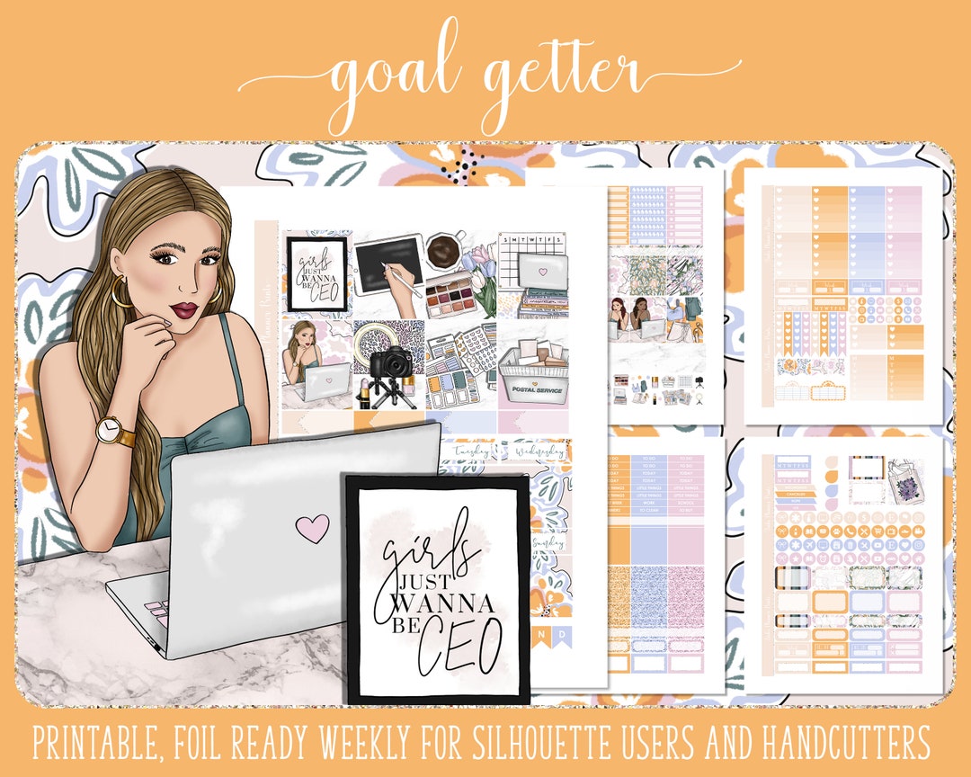 Goal Getter FOIL READY PRINTABLE Weekly Planner Sticker Kit Erin ...