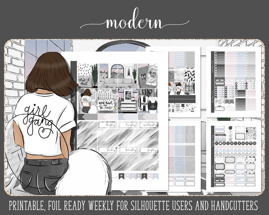 Modern FOIL READY PRINTABLE Weekly Planner Sticker Kit Erin Condren ...