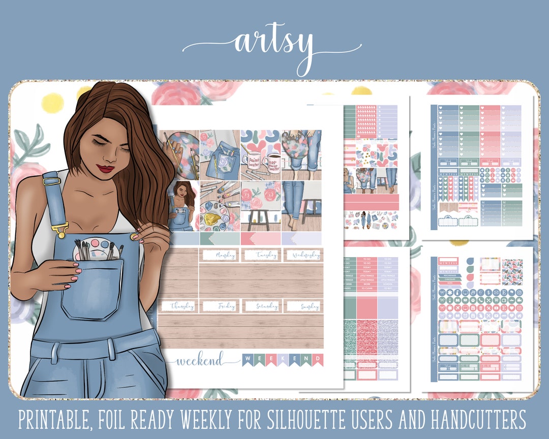 Artsy FOIL READY PRINTABLE Weekly Planner Sticker Kit Erin Condren Life ...