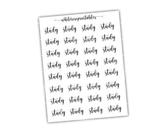 Study Scripts | PRINTABLE FOIL READY stickers | Handcutters & Silhouette Studio Cut Files Included | Foil printable script words Student