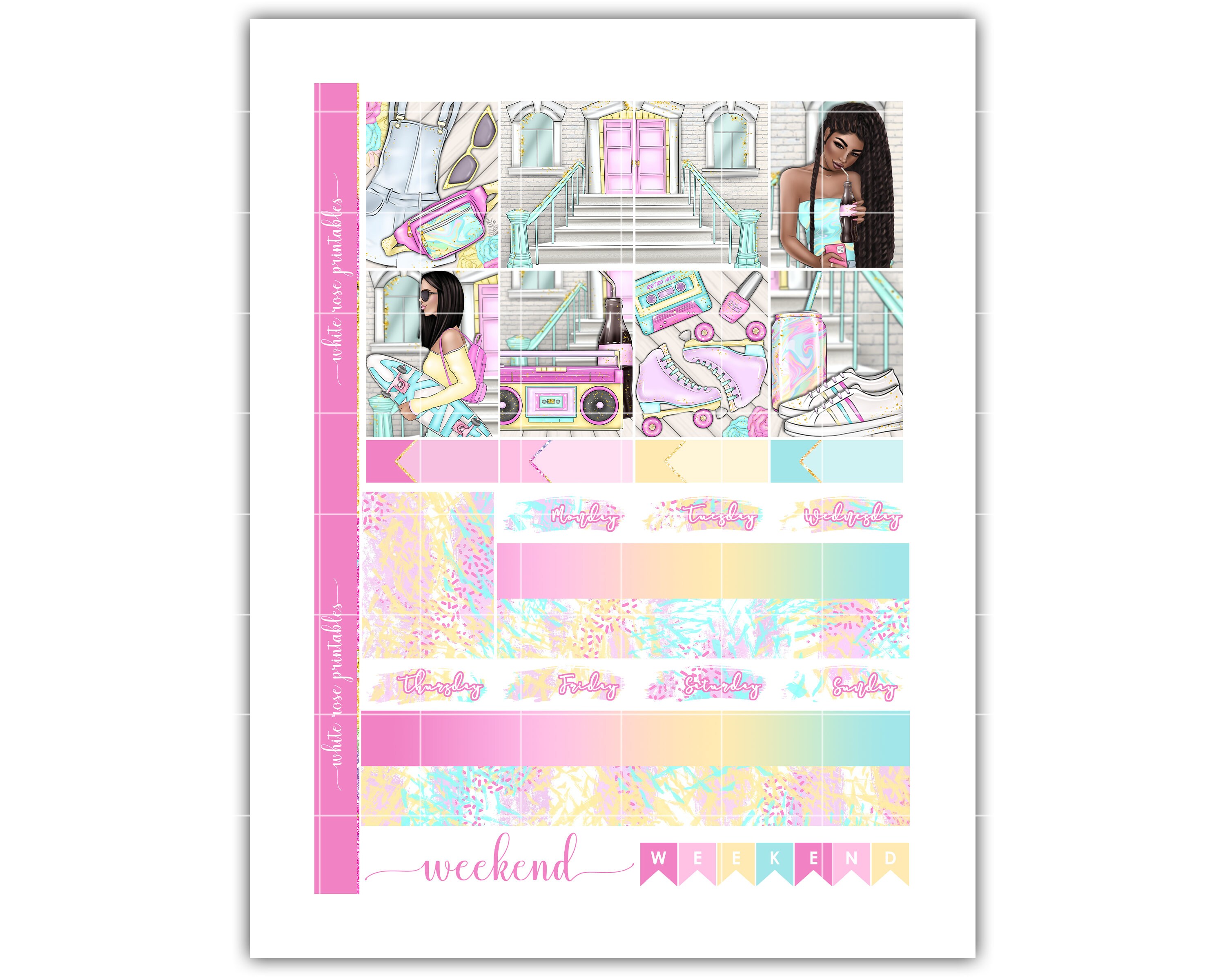 Retro FOIL READY PRINTABLE Weekly Planner Sticker Kit - Etsy