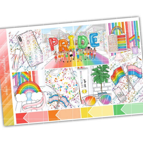 Pride | FOIL ready PRINTABLE Weekly Planner Sticker Kit | Erin Condren Life Planner Vertical | Silhouette Cut Files | Rainbow LGBTQ+ Diverse