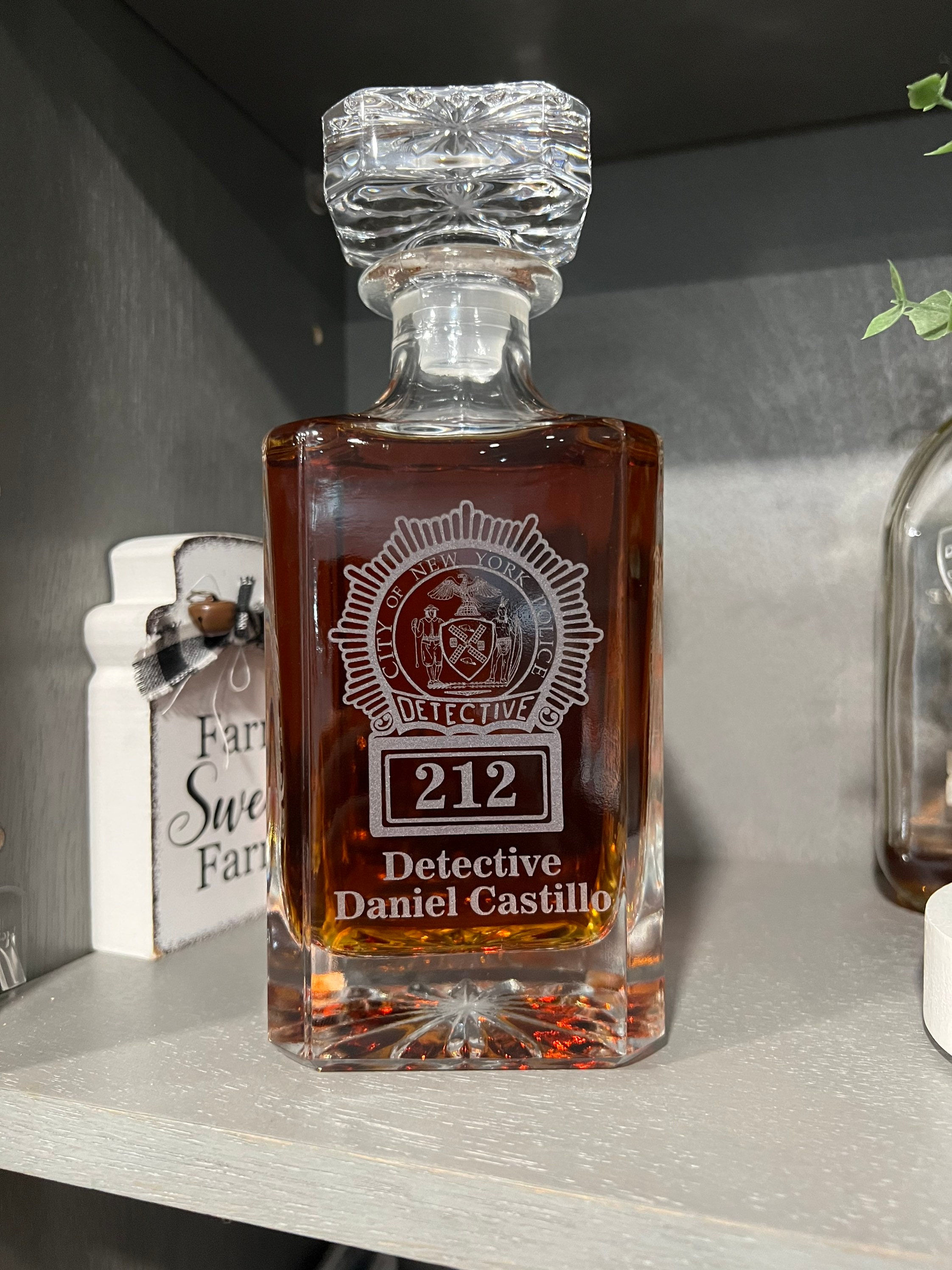 Laser engraved Decanter nypd lapd agrohort.ipb.ac.id