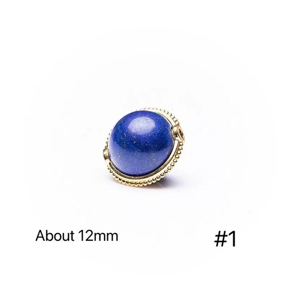 Natural Lapis Lazuli Four-leaf Clover Planet Bead, Cube Bead, Old