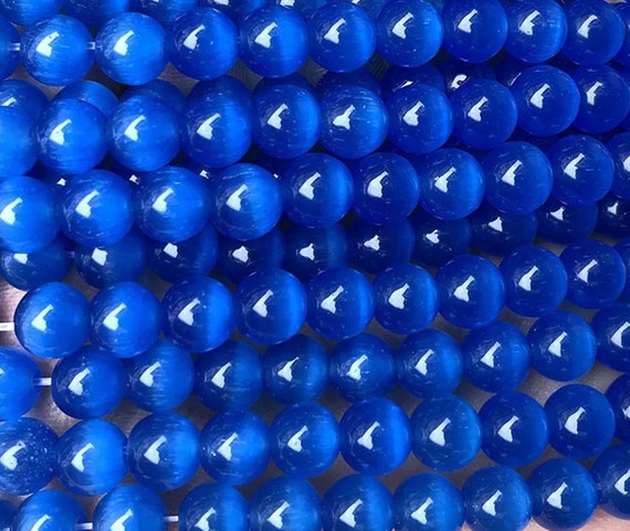 4mm-14mm Natürliche blaue Katzenauge Stein glatt runde - .de