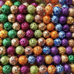 6mm-12mm Electroplate Volcanic Rock Lava beads,Lava round Beads,Volcanic Rock lava Beads,15&quot; per strand