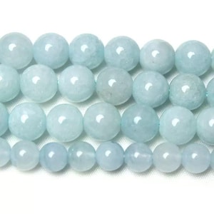 6mm-10mm Aquamarine Blue Jade Beads,Smooth Round Jade Beads, Blue Beads Wholesale Supply, 15 inch per strand