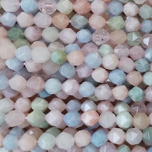 Natural Star Cut Faceted Morganite Nugget Beads,Diamond Morganite beads wholesale supply,one strand 15&quot;