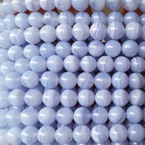 4mm-12mm Natural AAAAA Blue Lace Agate Smooth Round Beads, Blue Lace Agate Smooth Round Beads, 15 Inch Full Strand