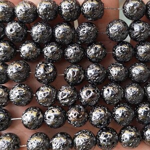 6mm-12mm Electroplate Volcanic Rock Lava beads,Lava round Beads,Volcanic Rock lava Beads,15&quot; per strand