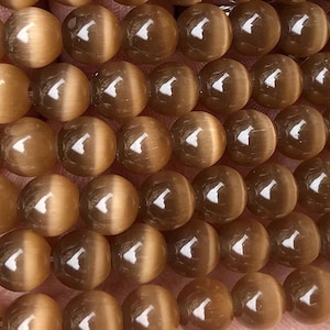 4mm-14mm Natural Coffee Cat Eye Stone Smooth Round Beads,Cat&#39;s Eye Stone Beads Supply.15&quot; strand