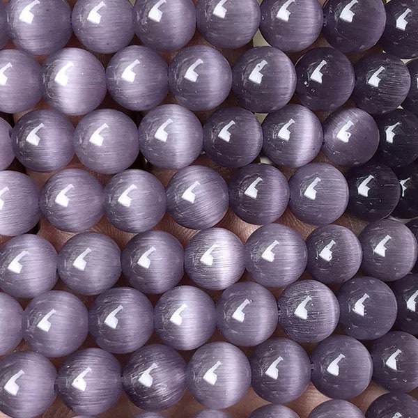 4mm-14mm Natural Purple Cat Eye Stone Smooth Round Beads,Cat's Eye Stone Beads Supply.15" strand