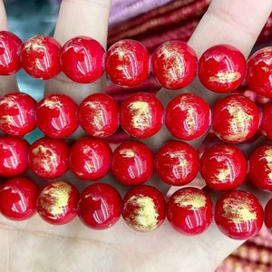 4mm-12mm Red Gold Jade Smooth Round Beads,Jade Beads Wholesale Supply, 15 inch per strand