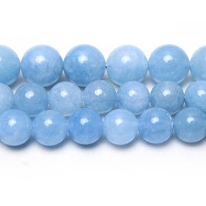 6mm-10mm Aquamarine Blue Jade Beads,Smooth Round Jade Beads, Blue Beads Wholesale Supply, 15 inch per strand