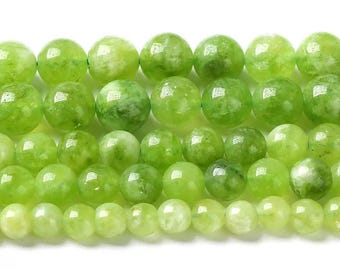 4mm-12mm Olive Green Jade Smooth Round  Beads, Green Beads Wholesale Supply, Jade bead,,15 inch per strand
