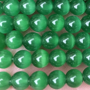 4mm-14mm Natural Green Cat Eye Stone Smooth Round Beads,Cat&#39;s Eye Stone Beads Supply.15&quot; strand