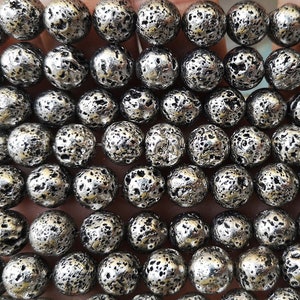 6mm-12mm Electroplate Volcanic Rock Lava beads,Lava round Beads,Volcanic Rock lava Beads,15&quot; per strand