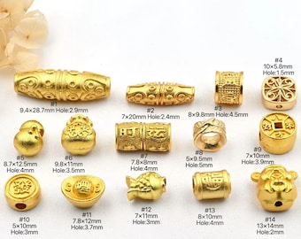 5 pcs Ancient-method Gold Dzi Ingot Eight Directions Wealth-Gourd Spacer Beads Charms, For Jewelry DIY bracelet and necklace accessories