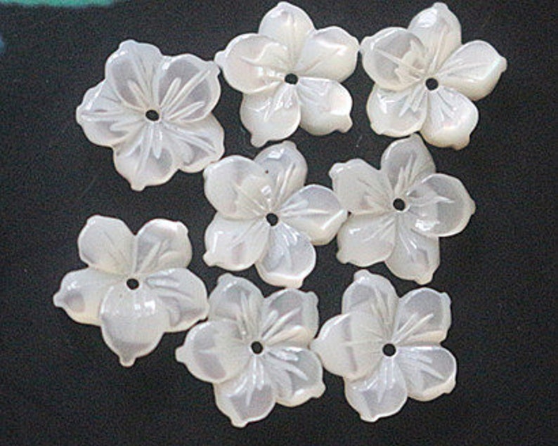 100pcs of Natural MOP Shell Flower Beads White Shell 6mm Etsy