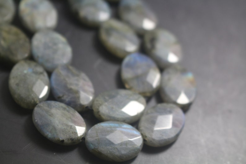 Faceted Labradorite Oval Beads\uff0c Natural Gemstone,15/'/' one strand,13x18mm