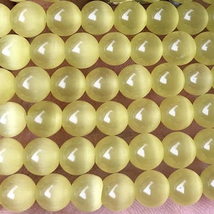 4mm-14mm Natural Yellow Cat Eye Stone Smooth Round Beads,Cat&#39;s Eye Stone Beads Supply.15&quot; strand