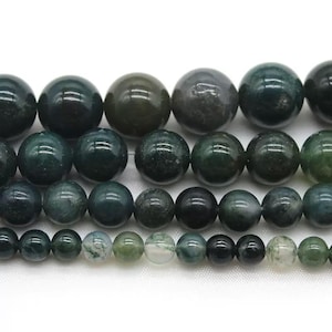 4mm-12mm Natural Moss Agate Smooth Round Beads,Agate Beads wholesale supply,15 inch Full Strand