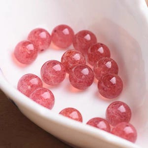 6mm-14mm Natural Strawberry Quartz Smooth Round Beads,Strawberry Quartz Loose beads wholesale supply.5 beads