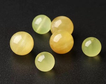 5 pcs 6mm-12mm Natural Golden prehnite Smooth Round Beads, prehnite Loose beads wholesale supply.5 beads