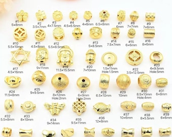 20 pcs 18K Gold Triangular Twisted Bone Cylindrical Buddha Head Coin Spacer Beads Charms,For Jewelry DIY bracelet necklace accessories
