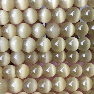 4mm-14mm Natural Yellow Cat Eye Stone Smooth Round Beads,Cat&#39;s Eye Stone Beads Supply.15&quot; strand