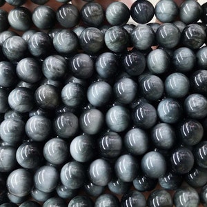 4mm-12mm Natural AAAAA Eagle Eye Stone Smooth Round Beads,Eagle Eye Stone Beads Supply.15&quot; strand